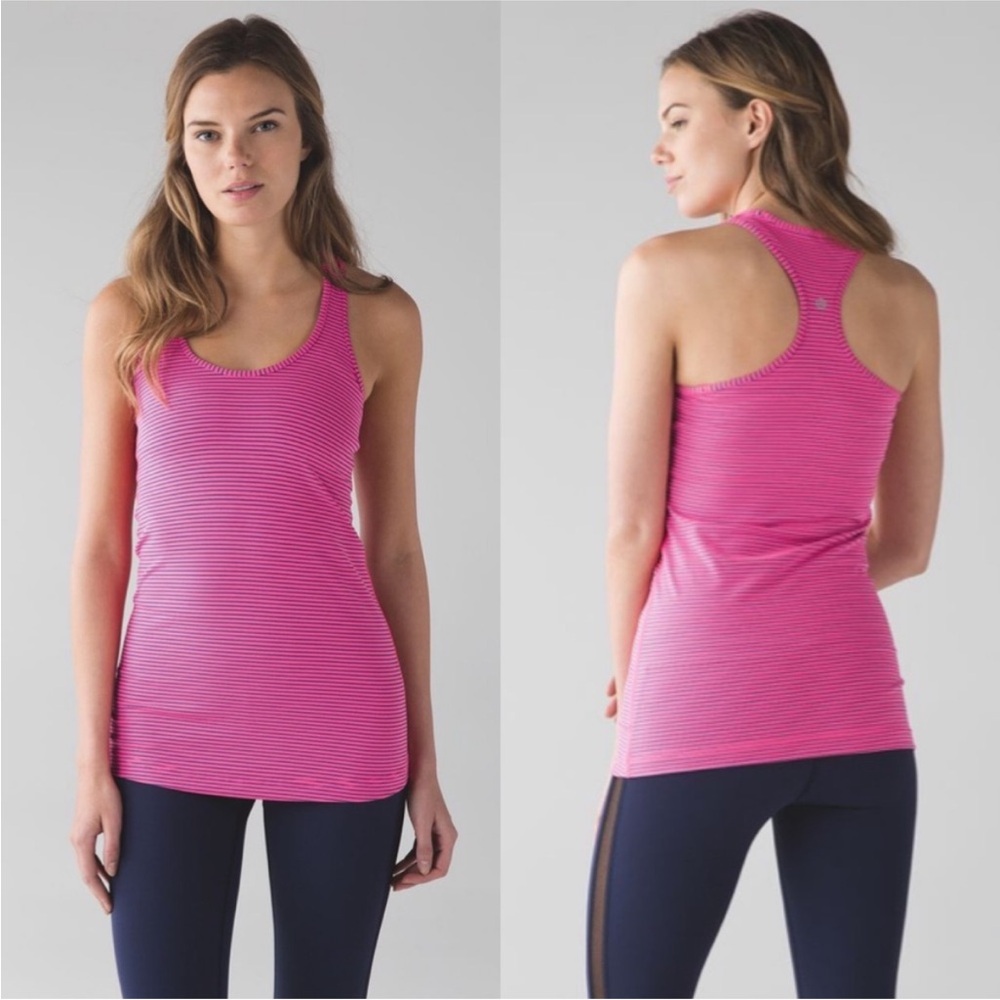 Lululemon Cool Racerback Hyper Stripe Pink
Rugged Blue SZ 4 (no size tag)